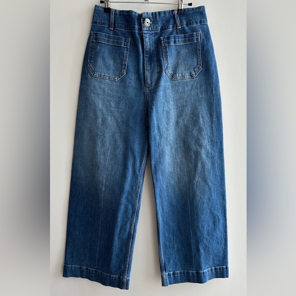 Pilcro Wide-Leg Cropped Blue Jeans - Picture 2 of 16